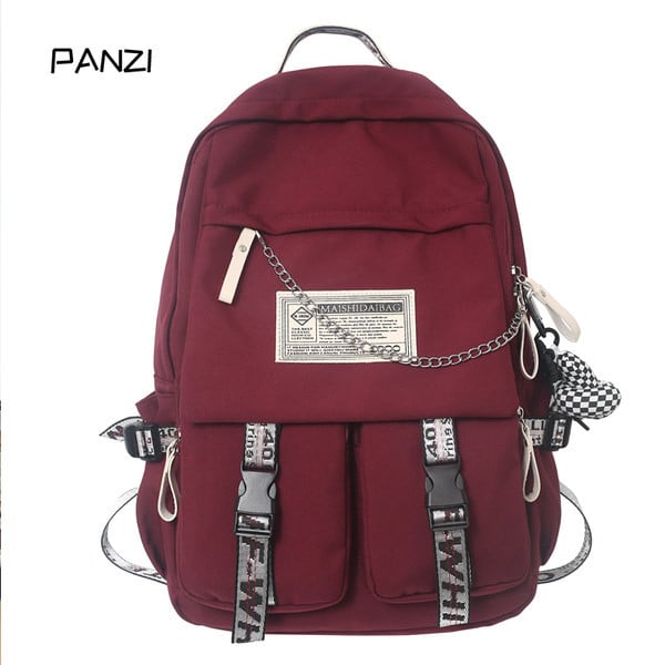 Rucsac textil model nou cu inscriptie si lant metalic pentru barbati