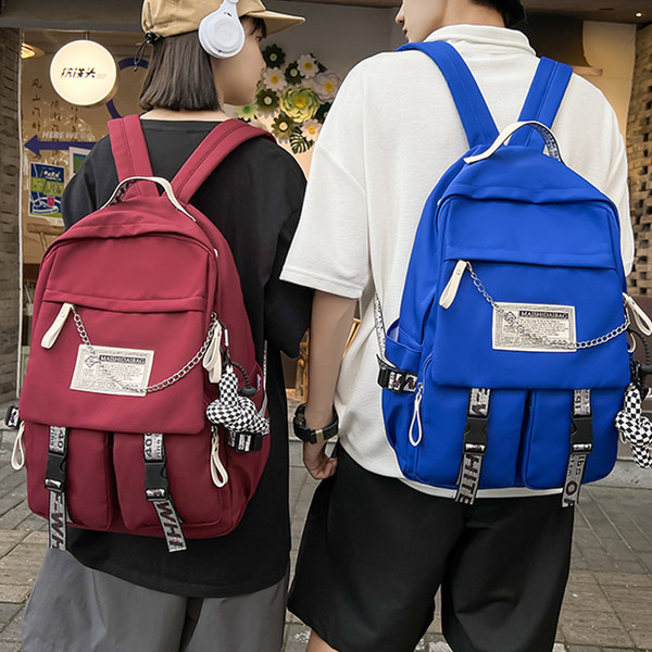 Rucsac textil model nou cu inscriptie si lant metalic pentru barbati