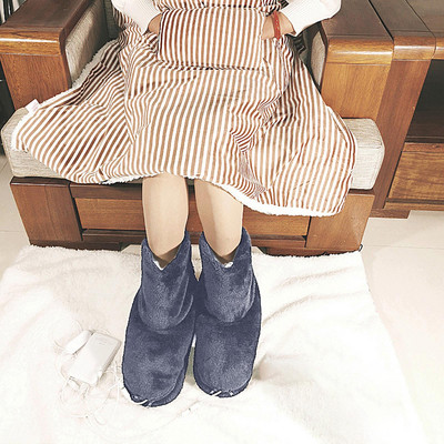 Mäkký USB ohrievač nôh, umývateľný, plyšový, pohodlný, teplý, zimný, elektrický, vykurovací, topánky, zimné topánky, nabíjanie cez USB, papuče, darček, kancelária