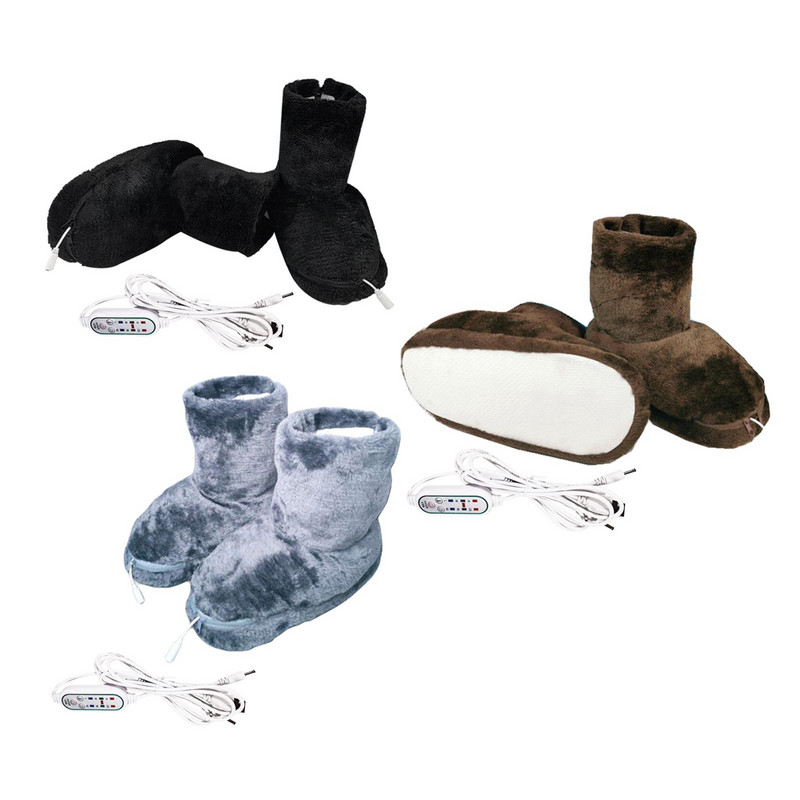 Mäkký USB ohrievač nôh, umývateľný, plyšový, pohodlný, teplý, zimný, elektrický, vykurovací, topánky, zimné topánky, nabíjanie cez USB, papuče, darček, kancelária
