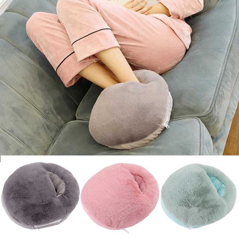 Műszőrme üröm elektromos otthoni irodai cipők puha biztonságos meleg levehető téli fűtőpapucs nagy zsebes USB lábmelegítő