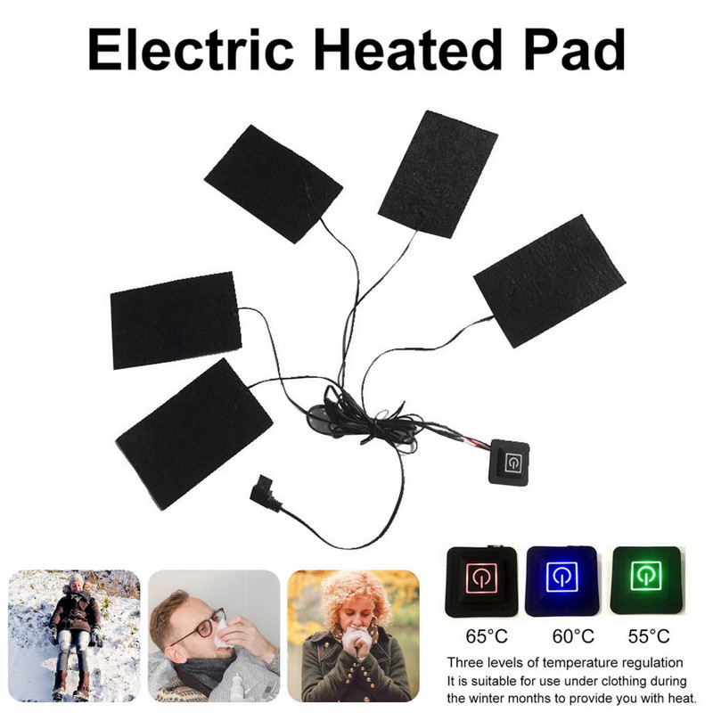 Elektromos ruhafűtő tartós 3 hőmérsékleti mód Biztonságos USB ruházati mellény kabát melegítő lap a mindennapi élethez