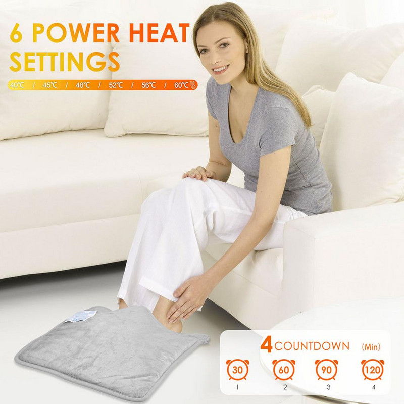Încălzitor de picioare electric încălzit de iarnă, lavabil, flanel moale, încălzitor de picioare de uz casnic, tampon de încălzire pentru picioare