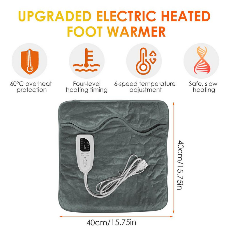 Încălzitor de picioare electric încălzit de iarnă, lavabil, flanel moale, încălzitor de picioare de uz casnic, tampon de încălzire pentru picioare