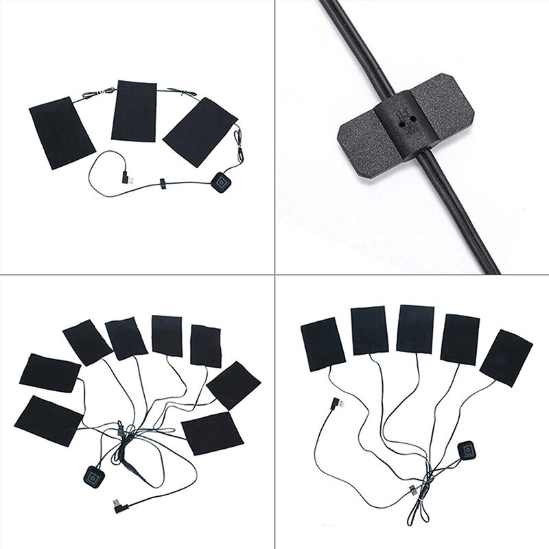 3/5/8 lap USB elektromos fűtött kabát fűtőbetét Téli fűtő mellény párna kültéri fűtött ruhákhoz barkácsoláshoz