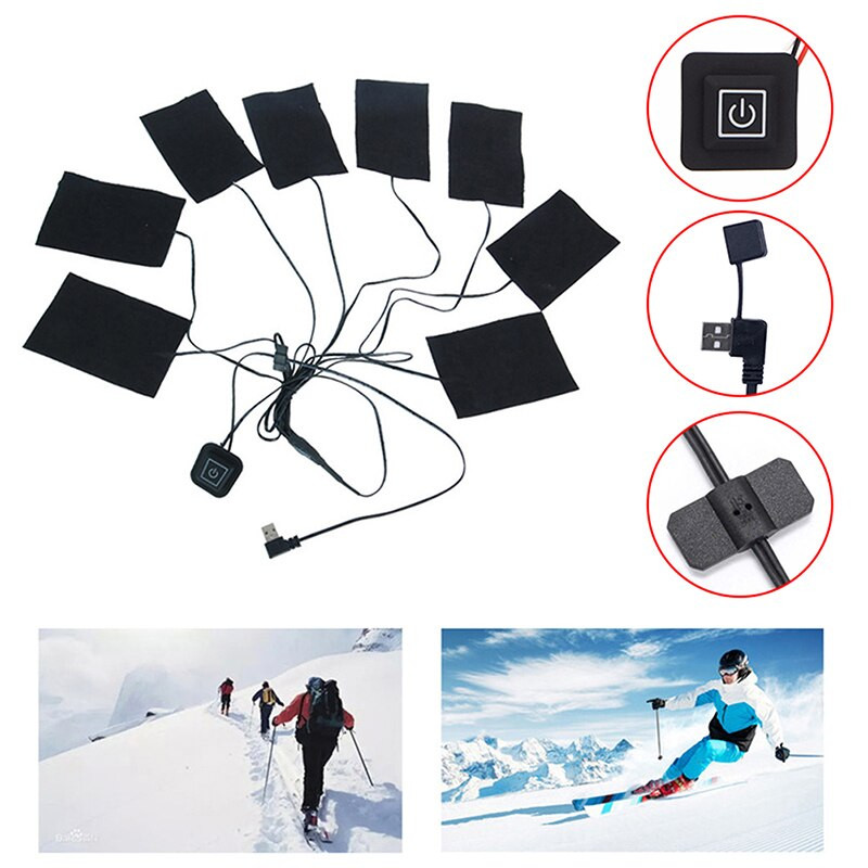 3/5/8 lap USB elektromos fűtött kabát fűtőbetét Téli fűtő mellény párna kültéri fűtött ruhákhoz barkácsoláshoz