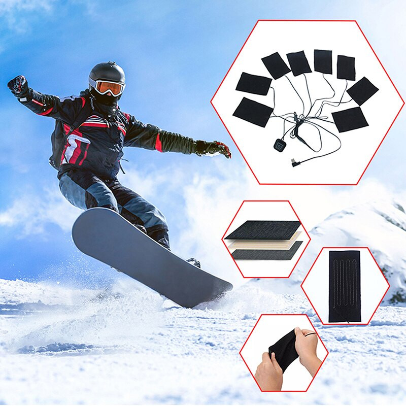 3/5/8 lap USB elektromos fűtött kabát fűtőbetét Téli fűtő mellény párna kültéri fűtött ruhákhoz barkácsoláshoz