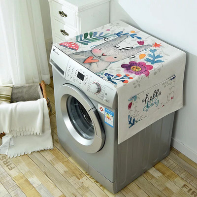 Geometrické kosoštvorcové kryty na prach, kryty na práčku, chladničku s vreckom, bavlnené ľanové kryty na mikrovlnnú rúru, domáce čistenie