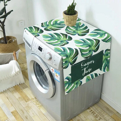 Geometrické kosoštvorcové kryty na prach, kryty na práčku, chladničku s vreckom, bavlnené ľanové kryty na mikrovlnnú rúru, domáce čistenie