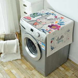 2020 Kreslený králik Bavlnený ľan Prachotesný kryt na práčku s vreckom, látkový kryt na chladničku, domáce úložné priestory