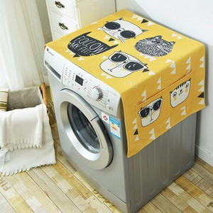 2020 Kreslený králik Bavlnený ľan Prachotesný kryt na práčku s vreckom, látkový kryt na chladničku, domáce úložné priestory