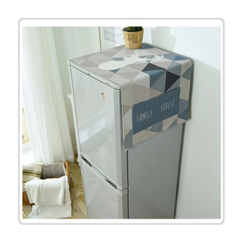 2020 Kreslený králik Bavlnený ľan Prachotesný kryt na práčku s vreckom, látkový kryt na chladničku, domáce úložné priestory