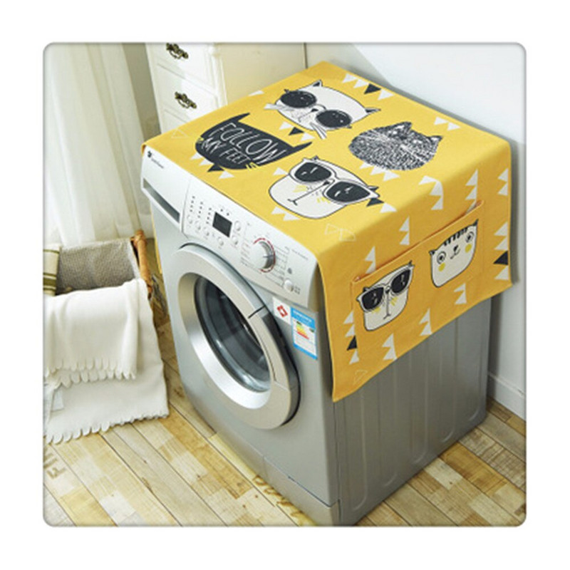 2020 Kreslený králik Bavlnený ľan Prachotesný kryt na práčku s vreckom, látkový kryt na chladničku, domáce úložné priestory