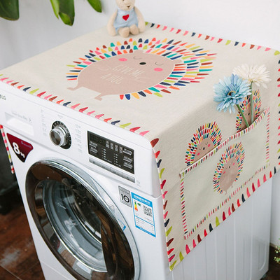 Roztomilý bavlnený a ľanový prachotesný kryt na chladničku, vrecko na chladničku, viacúčelová prachotesná handrička, kryt na práčku, dekorácia do domácnosti