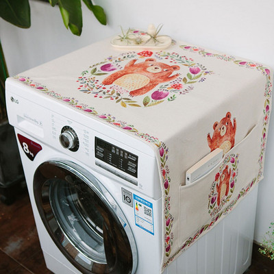 Roztomilý bavlnený a ľanový prachotesný kryt na chladničku, vrecko na chladničku, viacúčelová prachotesná handrička, kryt na práčku, dekorácia do domácnosti