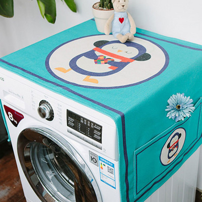 Roztomilý bavlnený a ľanový prachotesný kryt na chladničku, vrecko na chladničku, viacúčelová prachotesná handrička, kryt na práčku, dekorácia do domácnosti