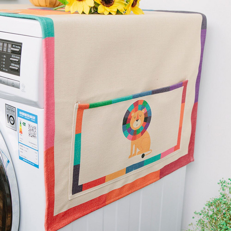 Roztomilý bavlnený a ľanový prachotesný kryt na chladničku, vrecko na chladničku, viacúčelová prachotesná handrička, kryt na práčku, dekorácia do domácnosti
