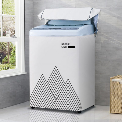 Nový kryt na práčku s kresleným vzorom, strieborný povlak, vodotesný látkový kryt na práčku, nálepka na upevnenie v štýle