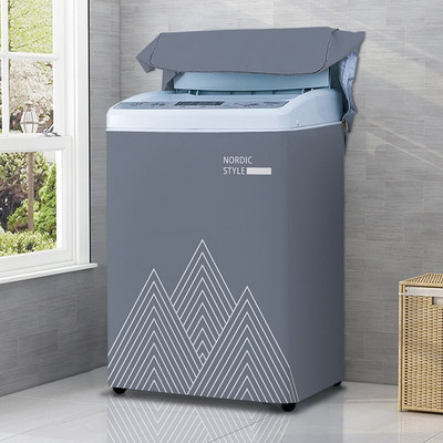 Nový kryt na práčku s kresleným vzorom, strieborný povlak, vodotesný látkový kryt na práčku, nálepka na upevnenie v štýle