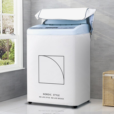 Nový kryt na práčku s kresleným vzorom, strieborný povlak, vodotesný látkový kryt na práčku, nálepka na upevnenie v štýle