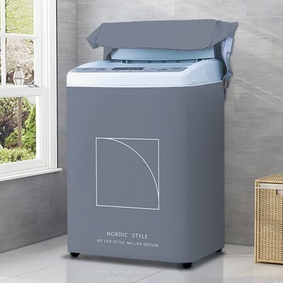 Nový kryt na práčku s kresleným vzorom, strieborný povlak, vodotesný látkový kryt na práčku, nálepka na upevnenie v štýle