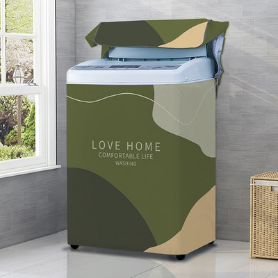 Nový kryt na práčku s kresleným vzorom, strieborný povlak, vodotesný látkový kryt na práčku, nálepka na upevnenie v štýle