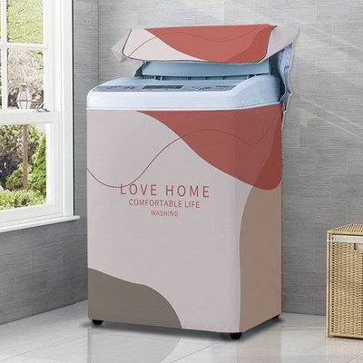 Nový kryt na práčku s kresleným vzorom, strieborný povlak, vodotesný látkový kryt na práčku, nálepka na upevnenie v štýle