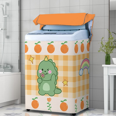 Nový kryt na práčku s kresleným vzorom, strieborný povlak, vodotesný látkový kryt na práčku, nálepka na upevnenie v štýle