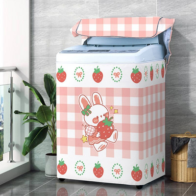 Nový kryt na práčku s kresleným vzorom, strieborný povlak, vodotesný látkový kryt na práčku, nálepka na upevnenie v štýle