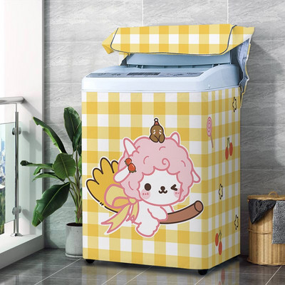 Nový kryt na práčku s kresleným vzorom, strieborný povlak, vodotesný látkový kryt na práčku, nálepka na upevnenie v štýle