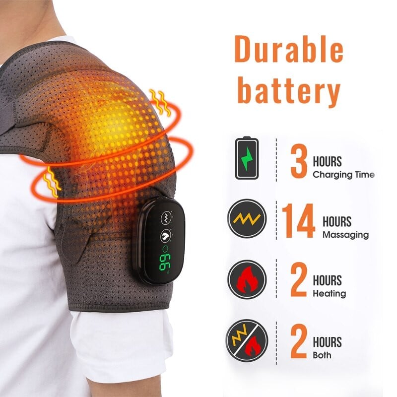 Belaidis elektrinis pečių šildomasis masažuoklis, skirtas masažuoti šildomas apvyniojamas petnešas