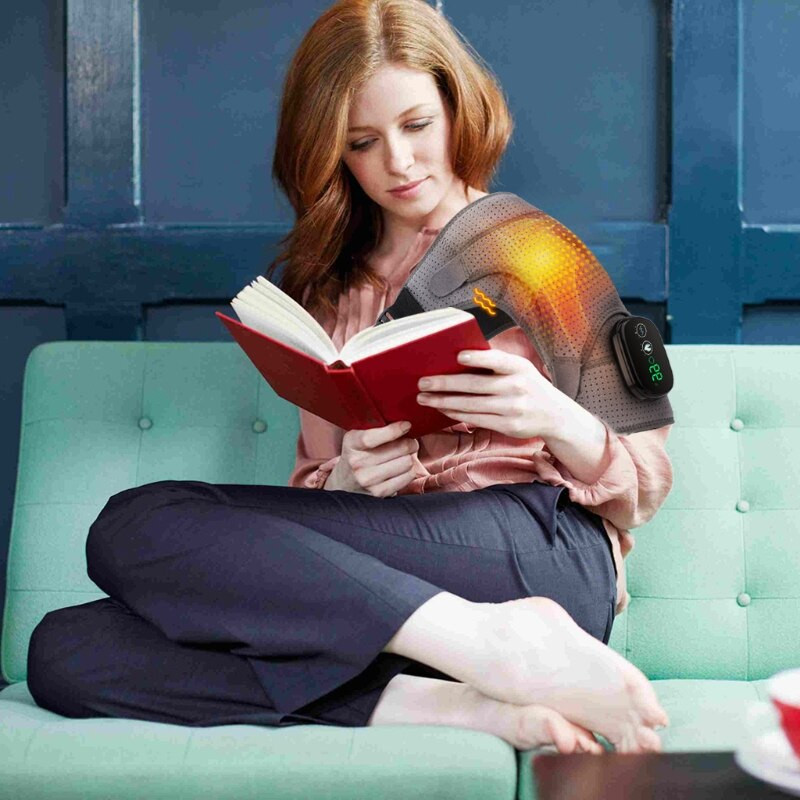 Belaidis elektrinis pečių šildomasis masažuoklis, skirtas masažuoti šildomas apvyniojamas petnešas