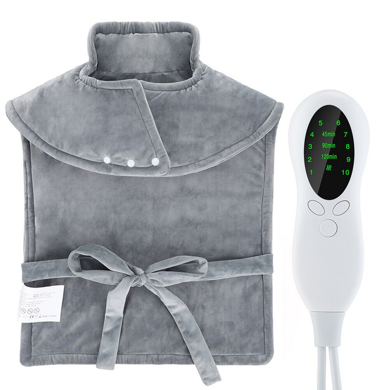 Şal unisex Pad de încălzire electrică Pătură pentru încălzire electrică cu 10 trepte de viteză, masaj reglabil pentru ameliorarea durerii pentru umăr, gât, picior din spate