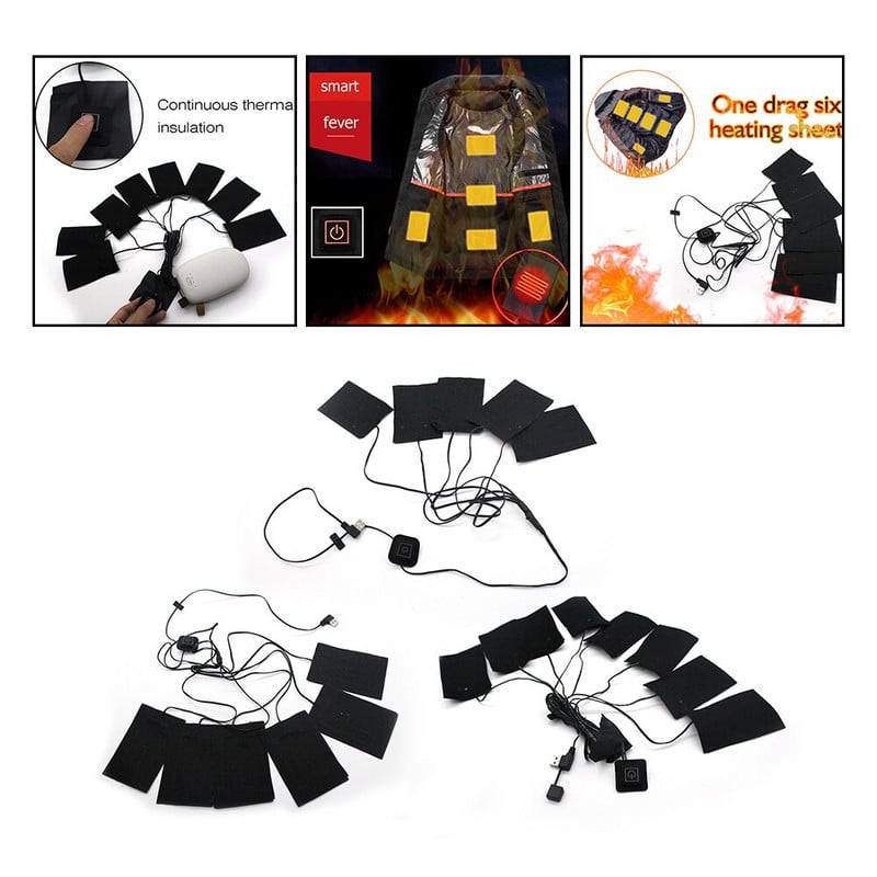5V vyhrievacia podložka na oblečenie s USB nabíjaním 5/6/8 v 1 elektrická vyhrievacia podložka, ľahká, skladacia, pre látkové bundy, topánky, ponožky
