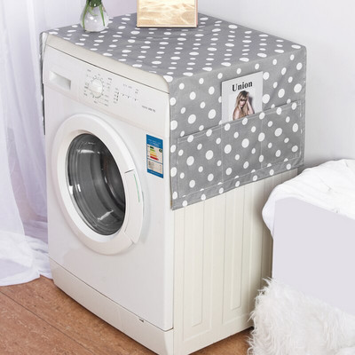 Kryt na chladničku Green Leaf s jednými dverami, ľanový kryt na chladničku, kryt na mikrovlnnú rúru, kryt na práčku, uterák