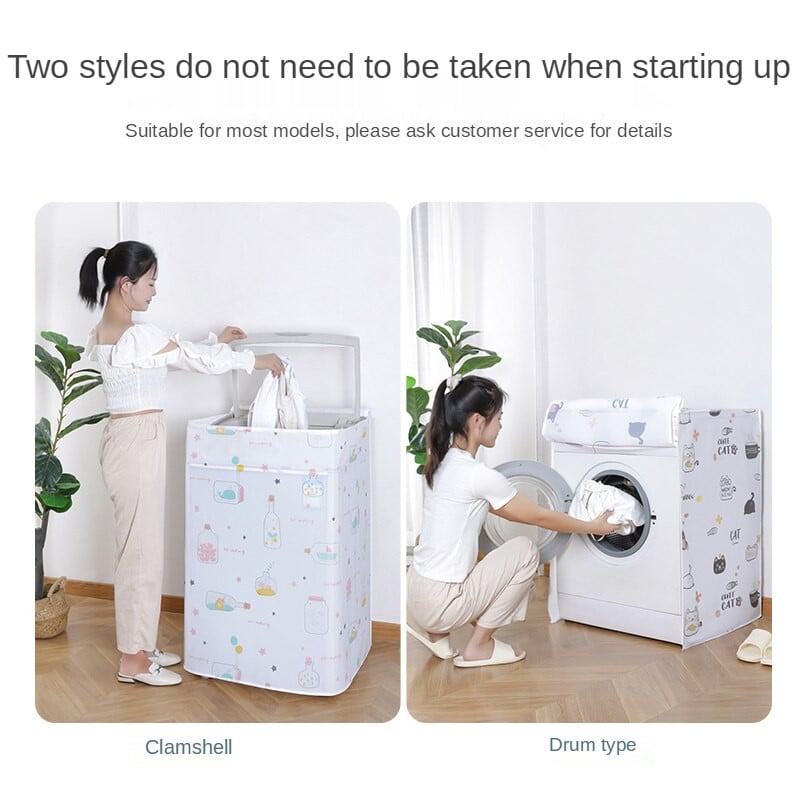 Kryt na práčku PEVA s potlačou, hrubý nepremokavý opaľovací krém, kryt na práčku s výklopným bubnom, prachový kryt