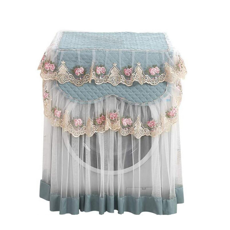 1 ks romantická čipka kryt na práčku prachotesný výšivka kvetinová bytová dekorácia ochranný kryt na práčku čistiace nástroje