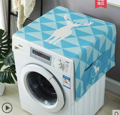 Kryt chladničky z látky, kryt bubna práčky, hrubý bavlnený a ľanový geometrický kryt proti prachu