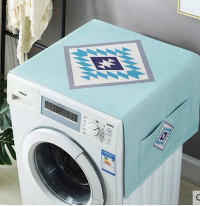 Kryt chladničky z látky, kryt bubna práčky, hrubý bavlnený a ľanový geometrický kryt proti prachu