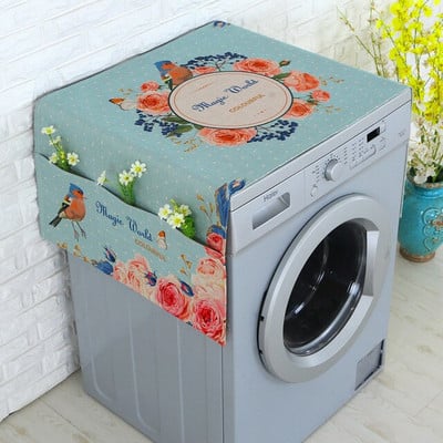 Kryt na chladničku s valčekovou potlačou a úložným vreckom, prachotesný, bavlnený, ľanový, remeselný FC117