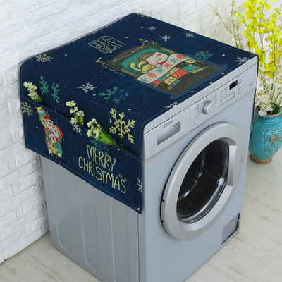 Kryt na chladničku s valčekovou potlačou a úložným vreckom, prachotesný, bavlnený, ľanový, remeselný FC117