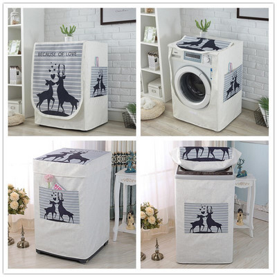 Bubanj perilice rublja Štitnik otporan na prašinu s džepnim crtanim životinjskim dizajnom Vodootporna lanena perilica rublja Navlaka za prašinu ZH386