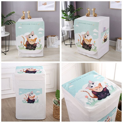 Bubanj perilice rublja Štitnik otporan na prašinu s džepnim crtanim životinjskim dizajnom Vodootporna lanena perilica rublja Navlaka za prašinu ZH386