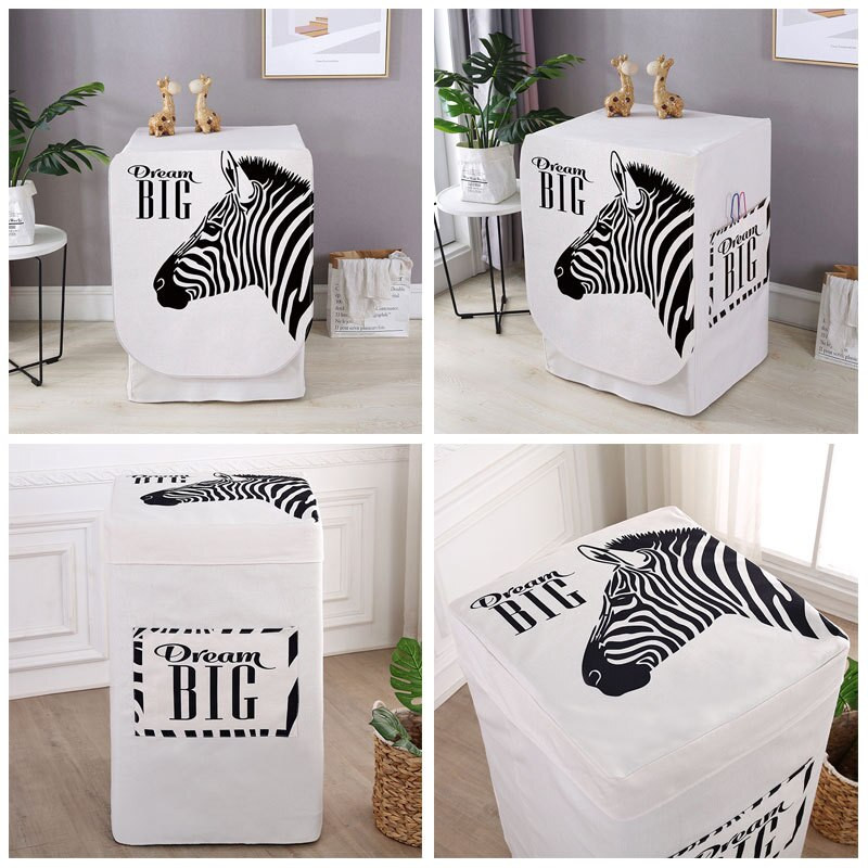 Bubanj perilice rublja Štitnik otporan na prašinu s džepnim crtanim životinjskim dizajnom Vodootporna lanena perilica rublja Navlaka za prašinu ZH386