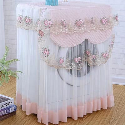 Romantický čipkovaný kryt na práčku, prachotesný, výšivkový kvetinový bytový dekoračný chránič, kryty na práčku 60*60*85 cm