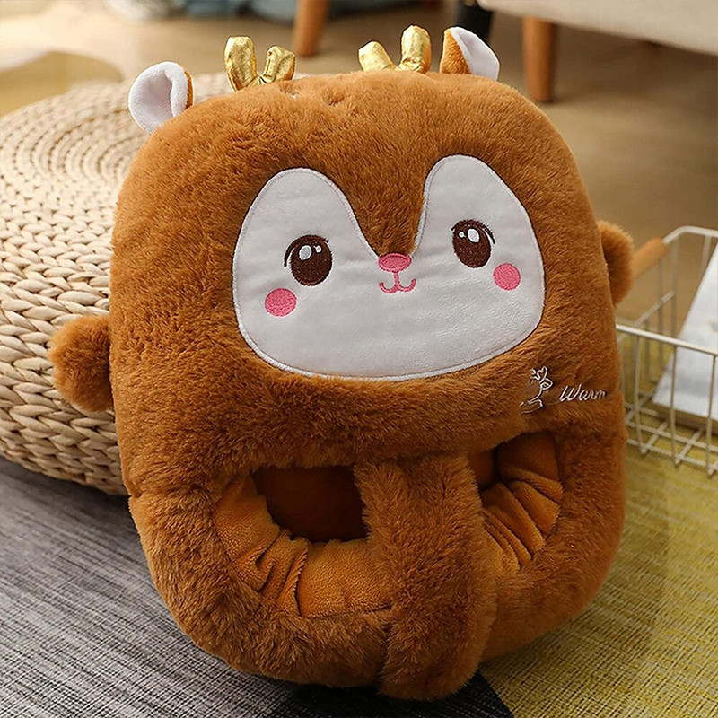 Zimné vyhrievané ohrievače nôh, umývateľné, útulné plyšové vyhrievacie podložky, teplé topánky, roztomilé vyhrievané papuče v tvare losa, darčekový kalendár na nohy