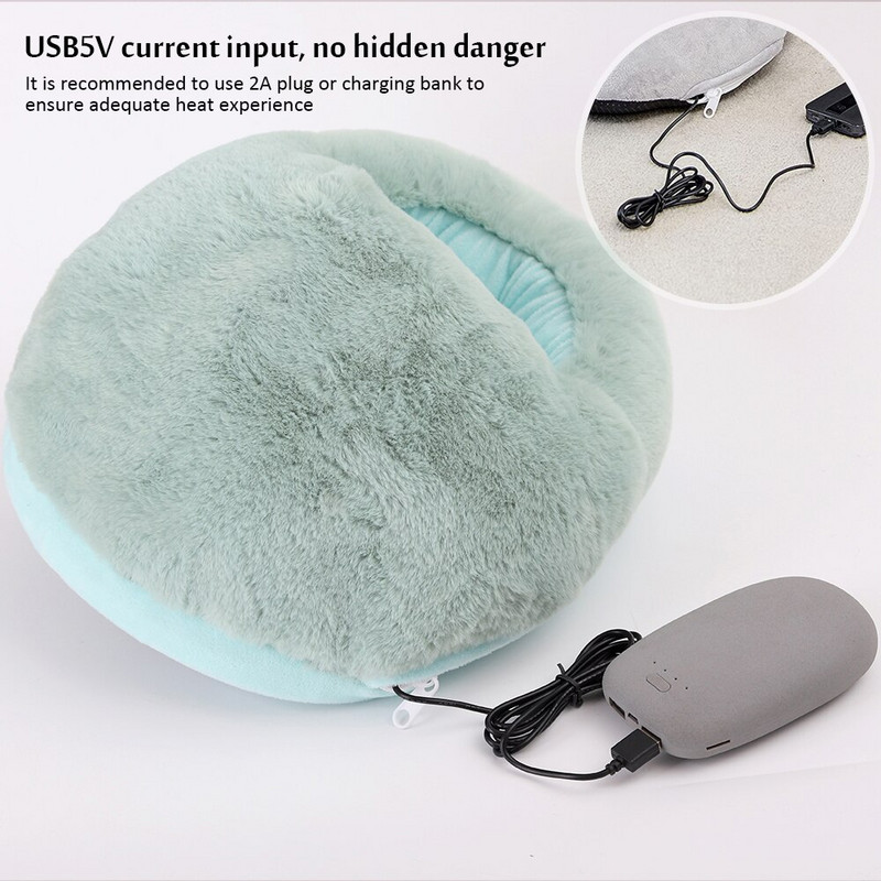 Lábmelegítő USB Fűtött Férfi Női Hordozható Puha Hidegvédő Papucs Téli Háztartási Irodai Elektromos Lábmelegítő Cipők