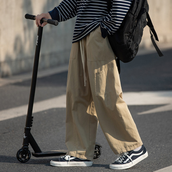 Pantaloni sport-casual barbati - model larg cu sireturi