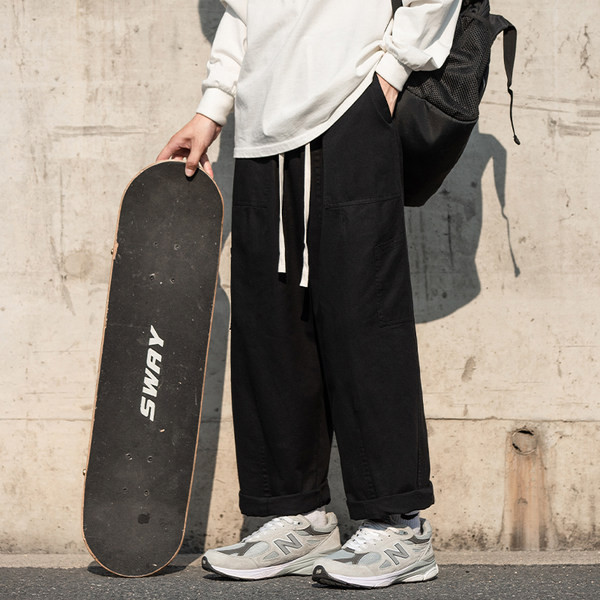 Pantaloni sport-casual barbati - model larg cu sireturi