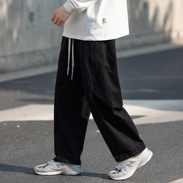 Pantaloni sport-casual barbati - model larg cu sireturi